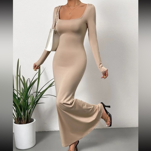 Sexy Square Neck Mermaid Hem Bodycon Dress - Picture 4 of 5